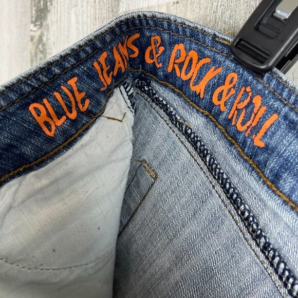 Dollhouse denim shorts cut off distressed embroidery boho rock & roll blue sz 7 - Picture 7 of 11